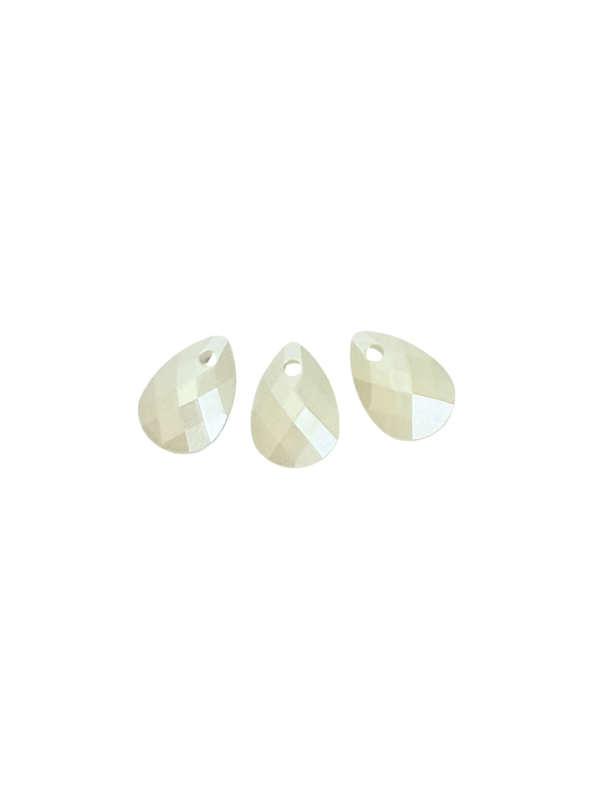 Small Faux Pearl Faceted Flat Pear Shape Pendant • 8mm x 12mm • Teardrop Bead for Jewelry Making
