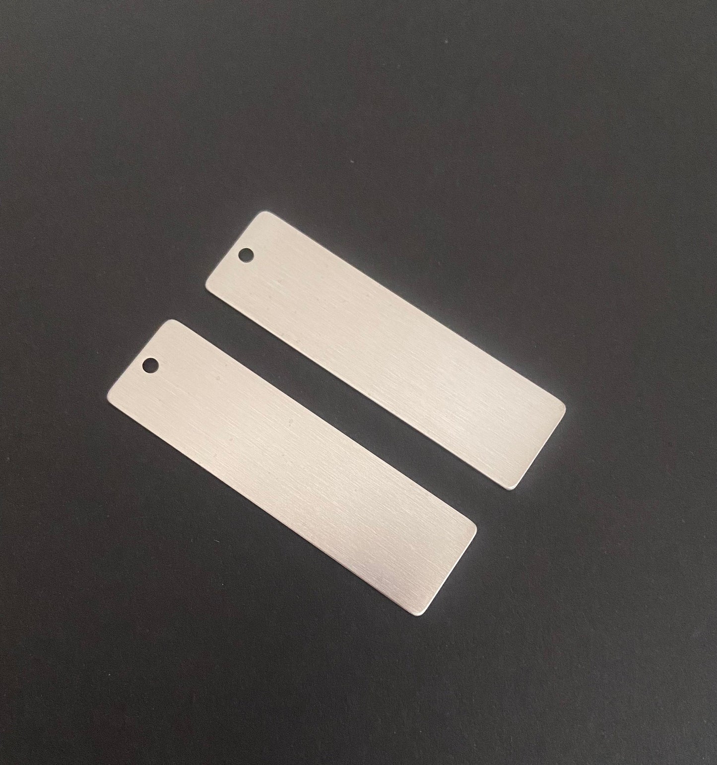 Stainless Steel Long Bar Blank Tag with Matte Finish • Engravable Rectangle Bar Pendant for Jewelry Making & Personalized Gifts