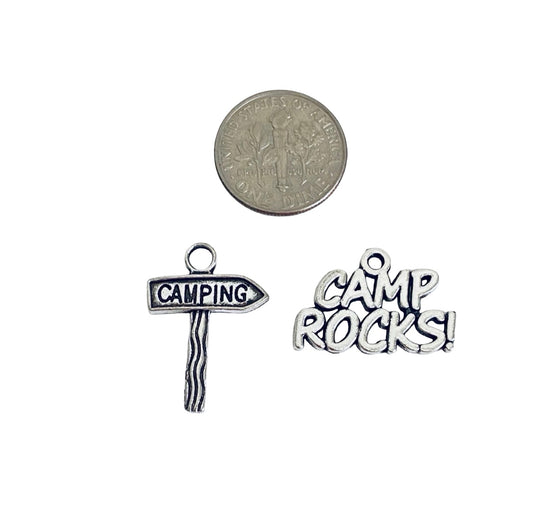 Base Metal Camping Charms (Camping Post • Camp Rocks)
