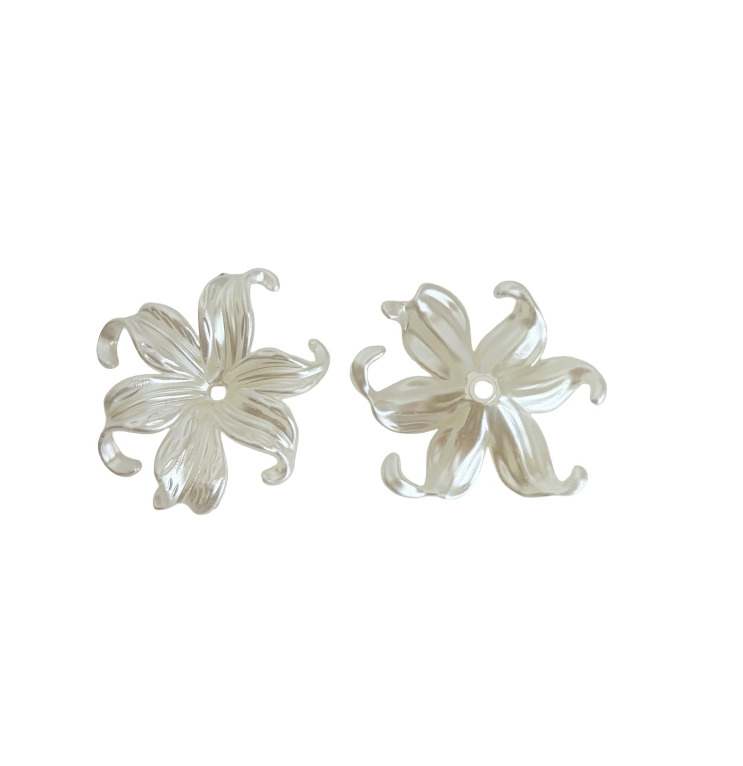 White Acrylic Iris Flower Bead • Pearlescent Flower Bead