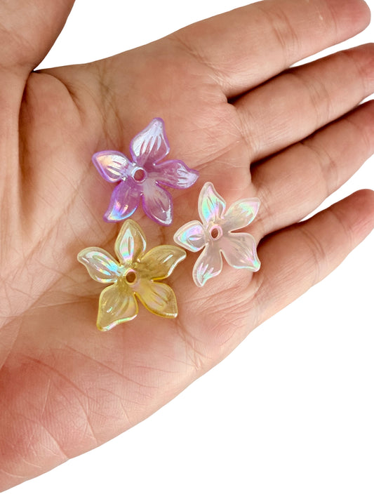 Mixed Color AB Transparent Bauhinia Flower Beads