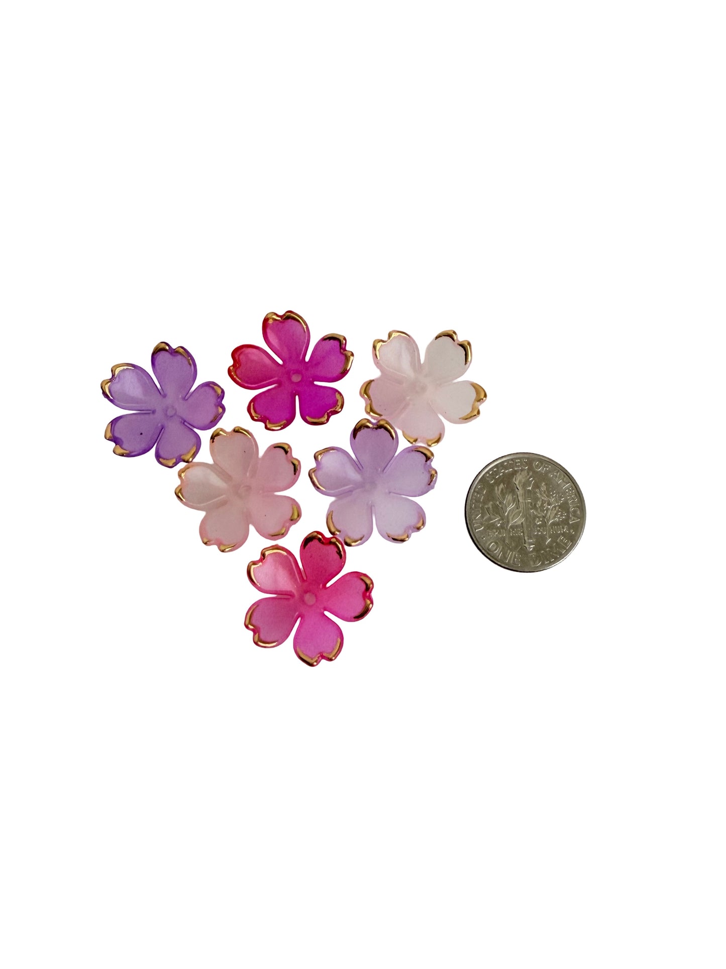 Mixed Pink Cherry Blossom Beads with Gold Trim
