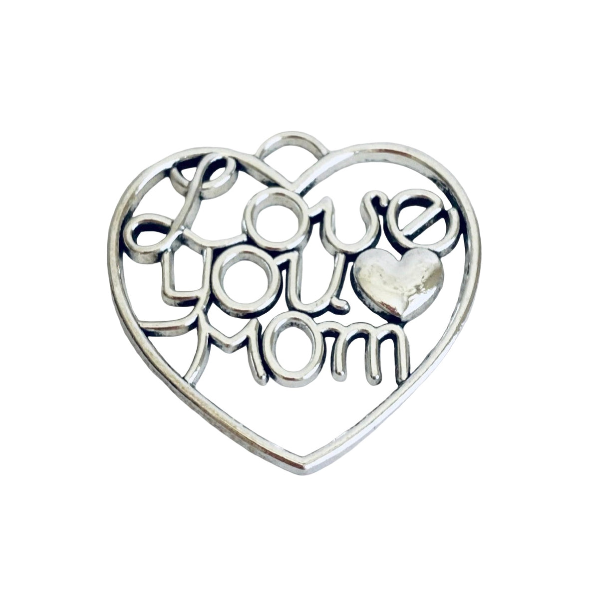 Base Metal Large Love You Mom Charm