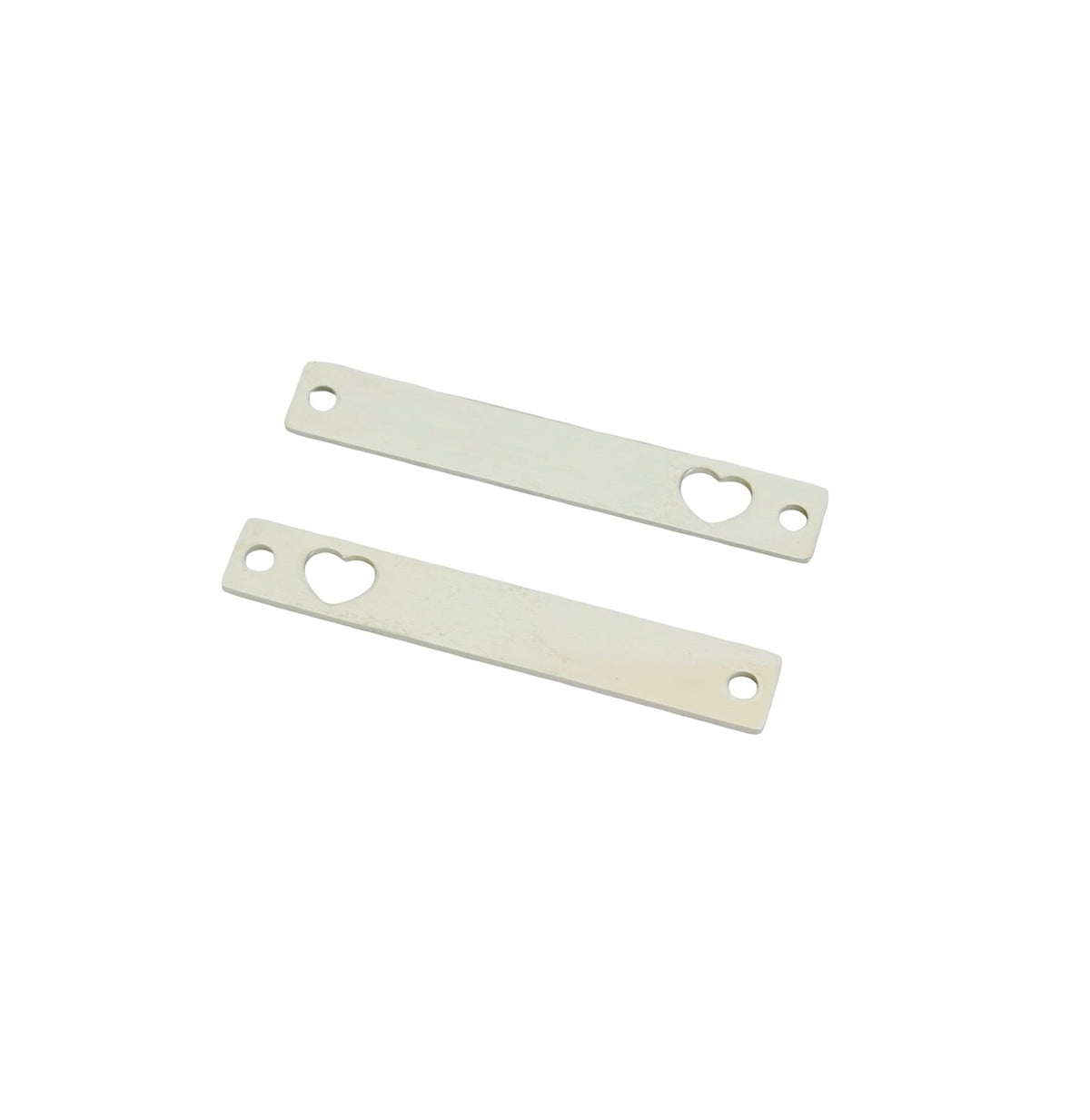 Shiny Stainless Steel Long Bar with Heart Cutout Blank • 5mm x 32mm