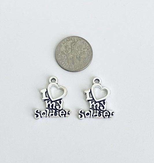 Base Metal I Love My Soldier Charm