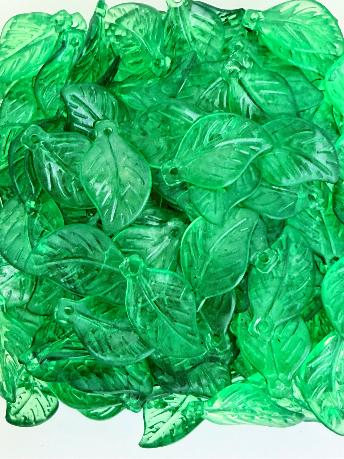 Acrylic Transparent Green Leaf Beads • 8x13mm & 12x19mm • Green Leaf Beads for Jewelry Making & Crafts