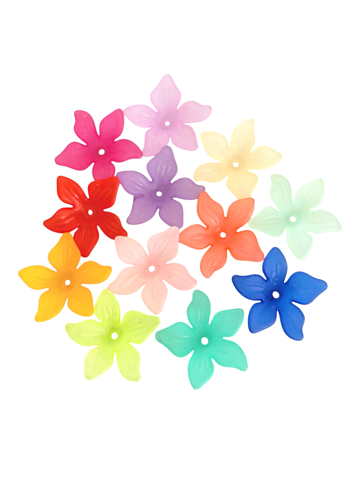 24mm Matte 5-Petal Lily Style Flower Beads • Random Mix Colors • Acrylic Floral Beads for Jewelry Making & Crafts