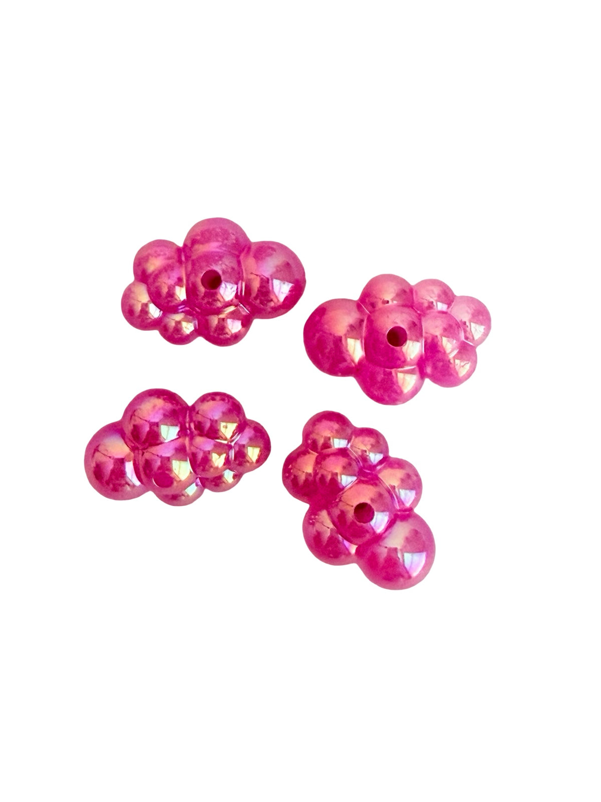 Large Acrylic Cloud Beads • White, Fuchsia & Blue AB Cloud Beads • Jewelry Making