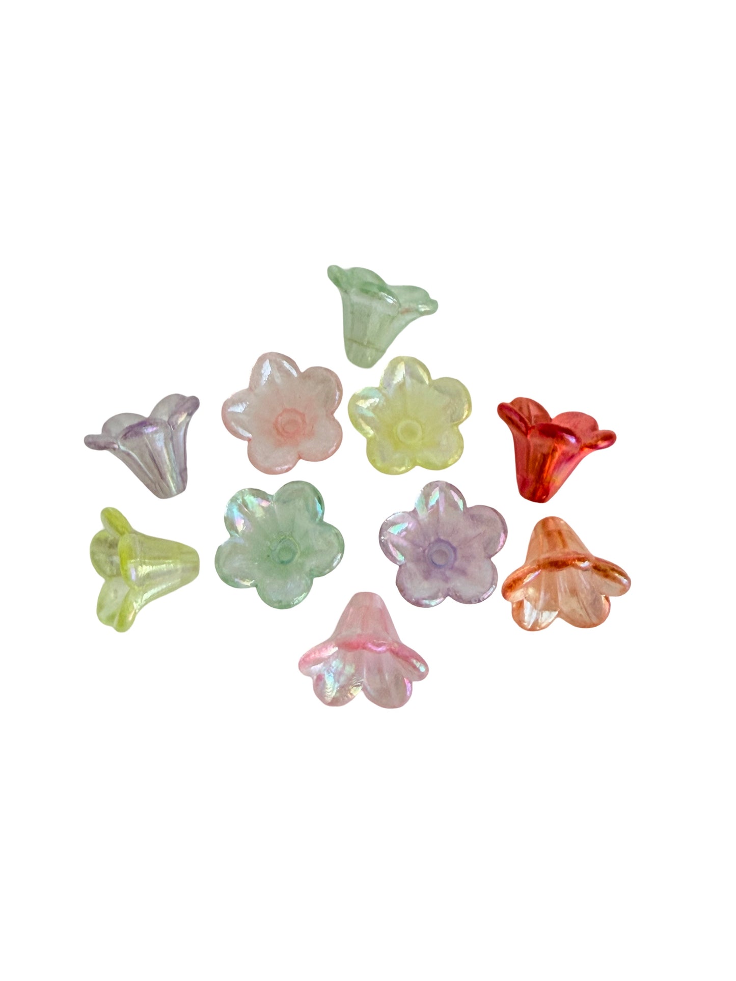 Mixed AB Transparent Trumpet Flower Beads