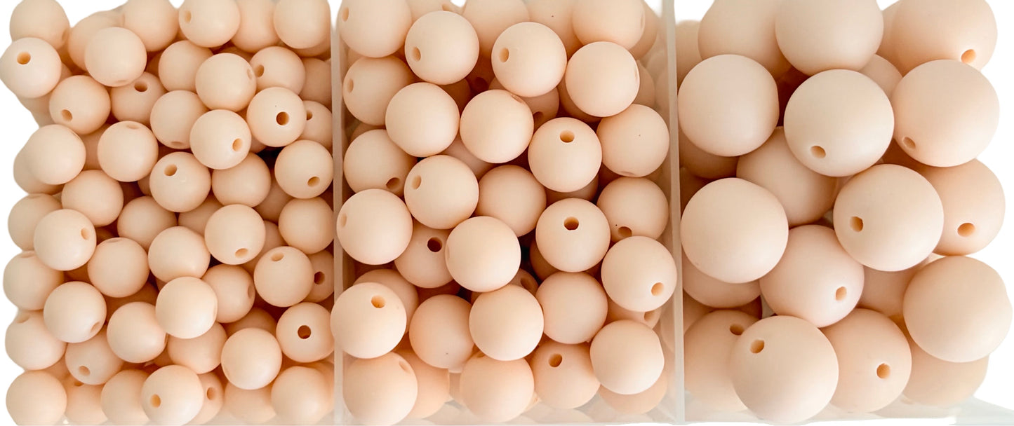 Matte Nude Peach Round Acrylic Beads • Soft Pastel Nude Peach Beads