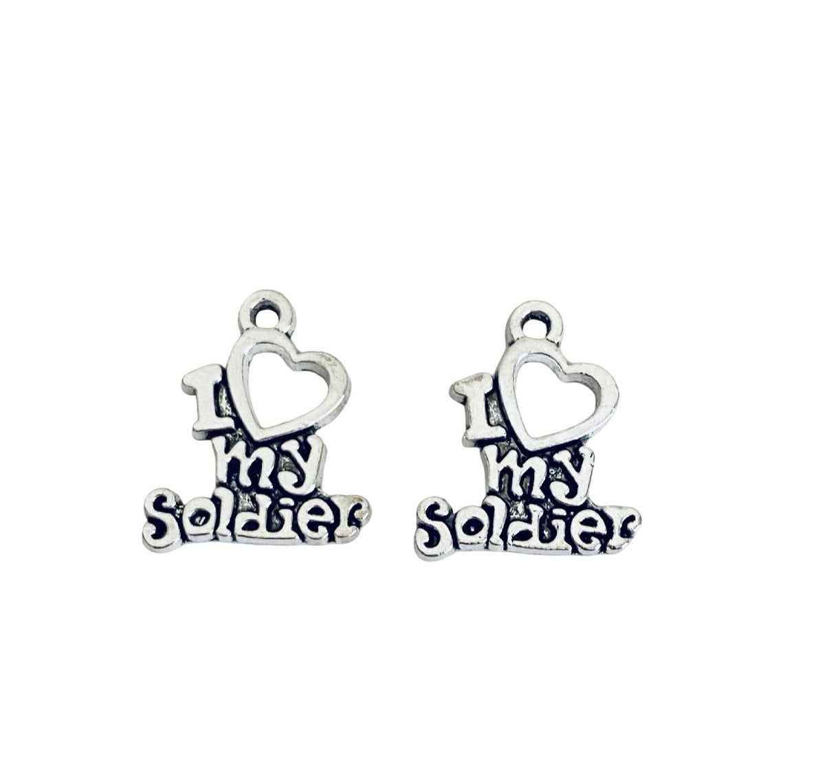 Base Metal I Love My Soldier Charms