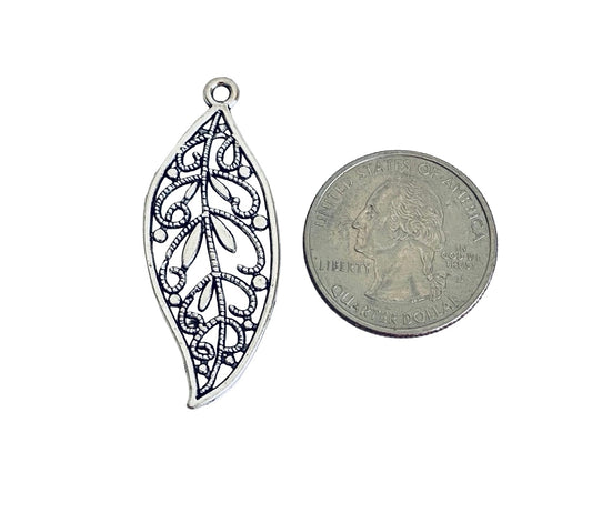 Large Filigree Leaf Charm