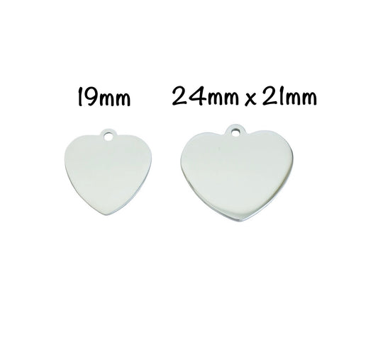 Shiny Stainless Steel Heart Blanks • 19mm • 24mm x 21mm