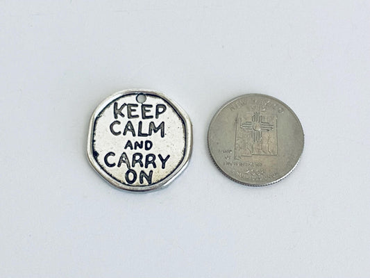 Base Metal Keep Calm and Carry On Charm
