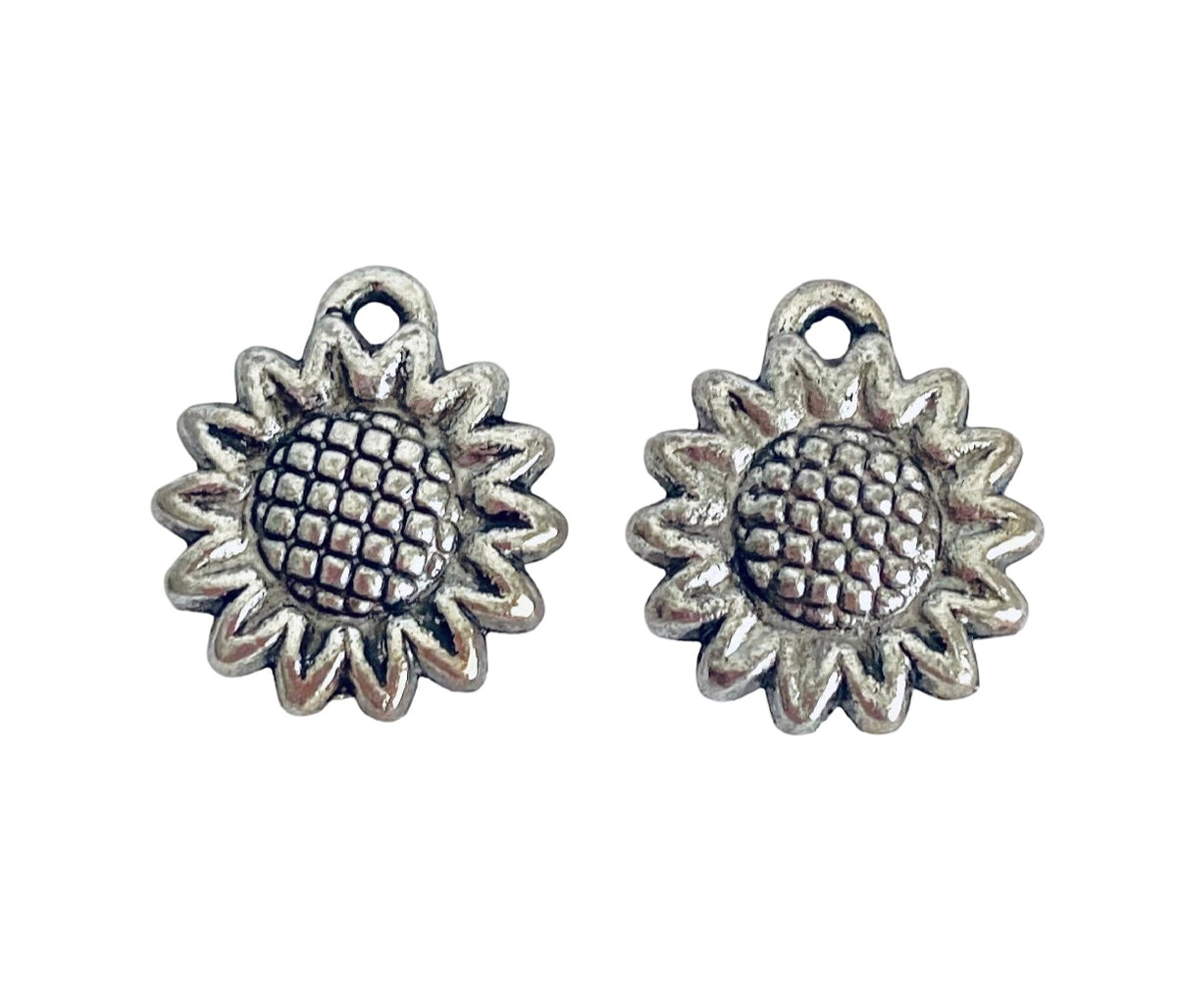Base Metal Small Sunflower Charm