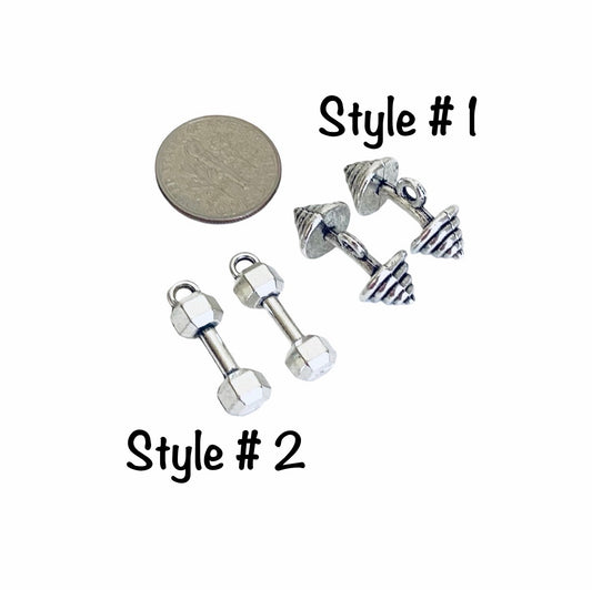 Base Metal Small Dumbbell Charms (Curved Dumbbell • Dumbbell)