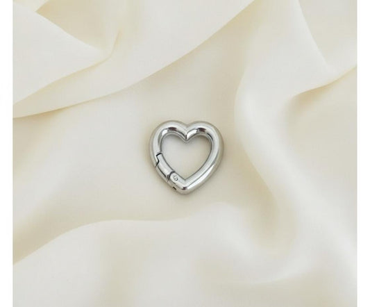 17x16mm Stainless Steel Heart Connector Clasp • Stylish & Secure Jewelry Closure for Necklaces & Bracelets