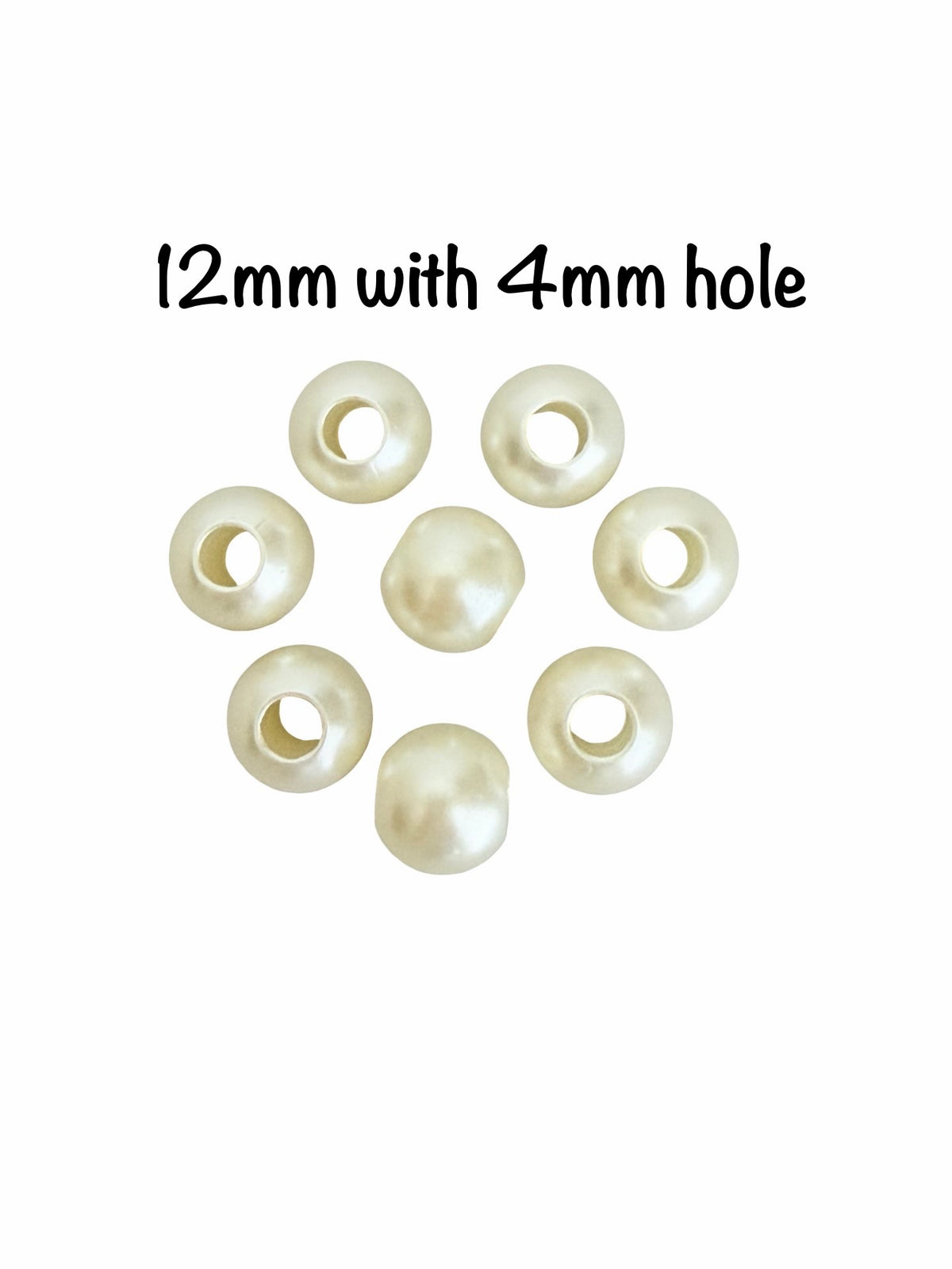Big Hole Faux Pearl Beads • 8mm, 10mm or 12mm • Off White • ABS Pearl Beads for Jewelry Making
