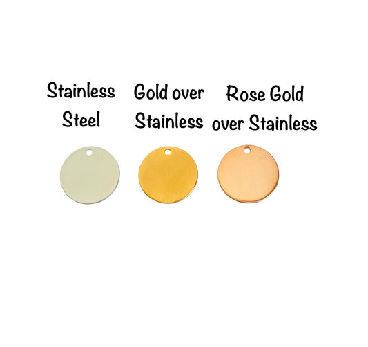 20mm Shiny Round Blanks • Stainless Steel • Gold over Stainless • Rose Gold over Stainless