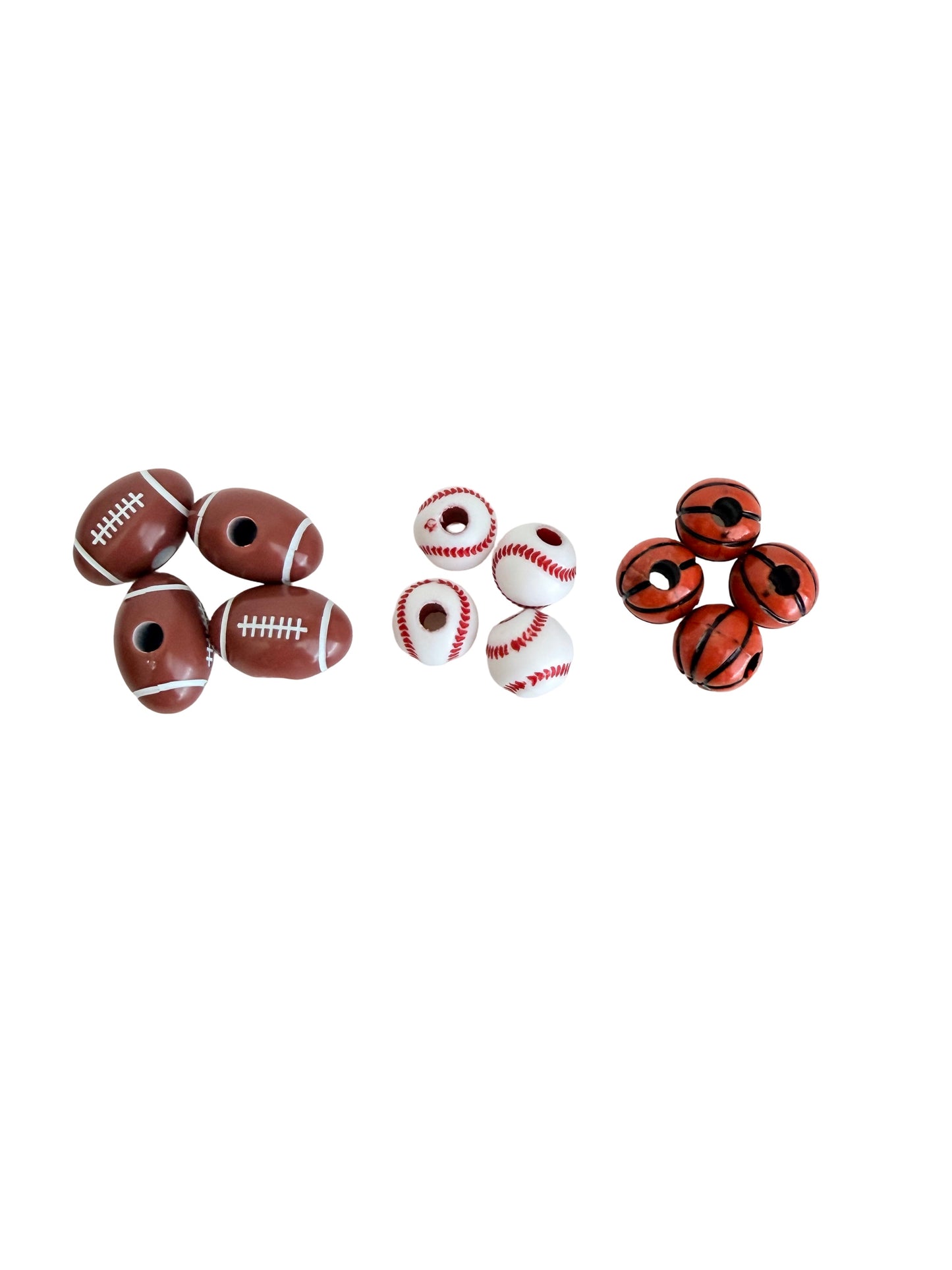Sports Acrylic Beads • Football, Baseball, Basketball • DIY Craft Jewelry Supplies