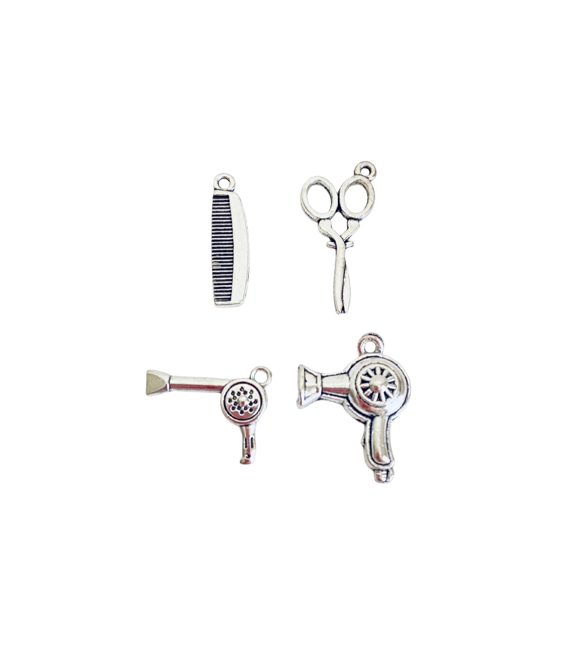 Base Metal Hair Salon Charms (Comb • Scissors • Hair Dryer)