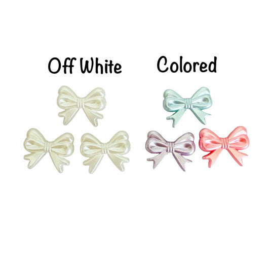Faux Pearl Bow Beads • Acrylic Bow Beads for Jewelry Making • Off White OR Random Mix Colors