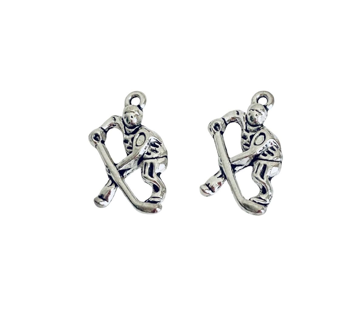 Base Metal Hockey Player Charm