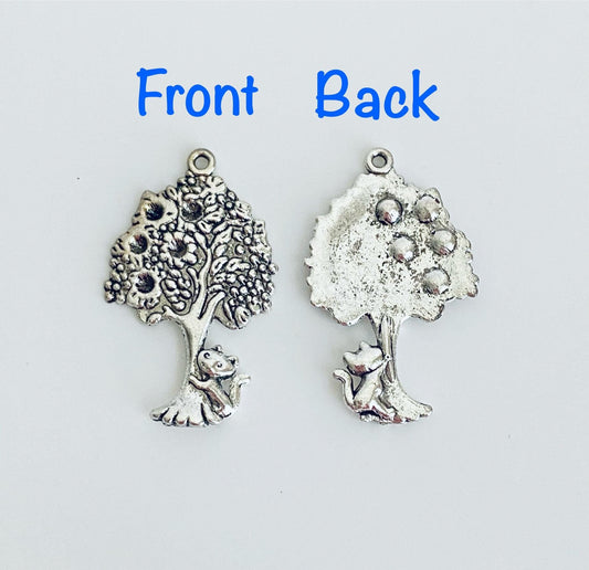 Base Metal Large Tree with Cat Charm