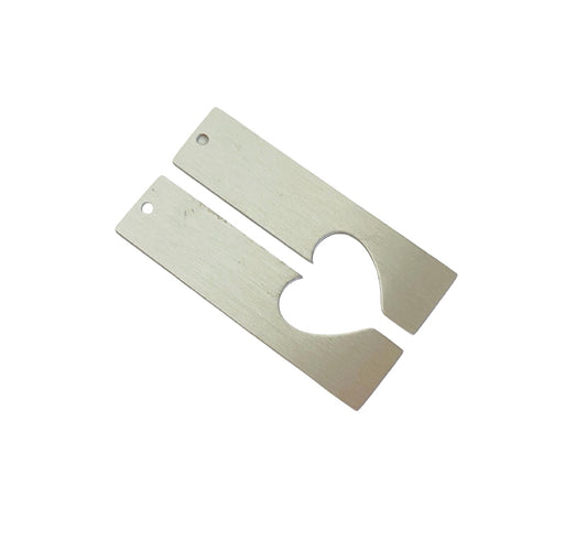 Matte Stainless Steel Long Tag Blank with Half Heart Cutout • 6mm x 38mm