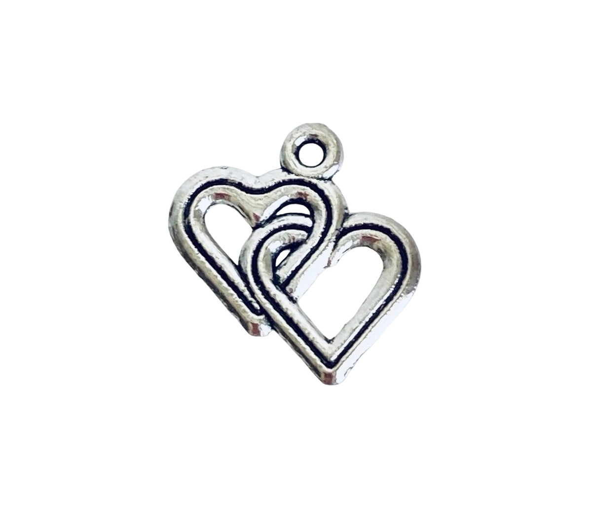 Base Metal Interlocking Heart Charm