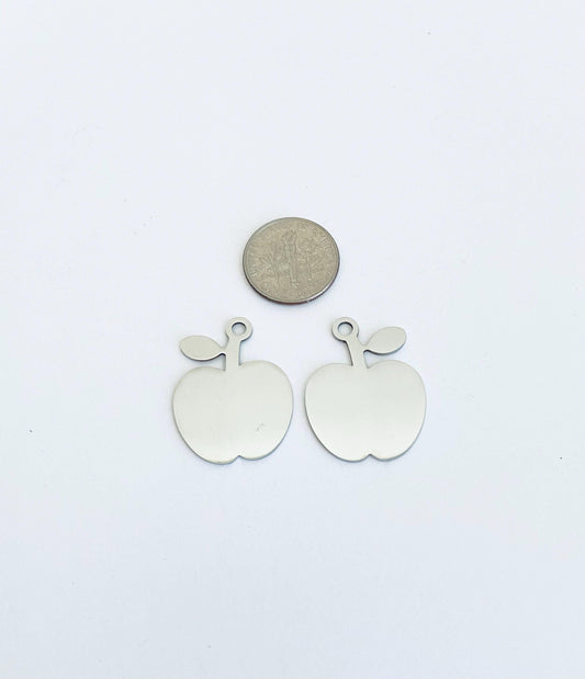 Stainless Steel Apple Blank Tag with Polished Finish • Engravable Apple Pendant for Jewelry Making, Keychains & Personalized Gifts