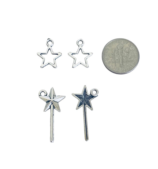 Base Metal Star Charms (Star • Magic Wand)