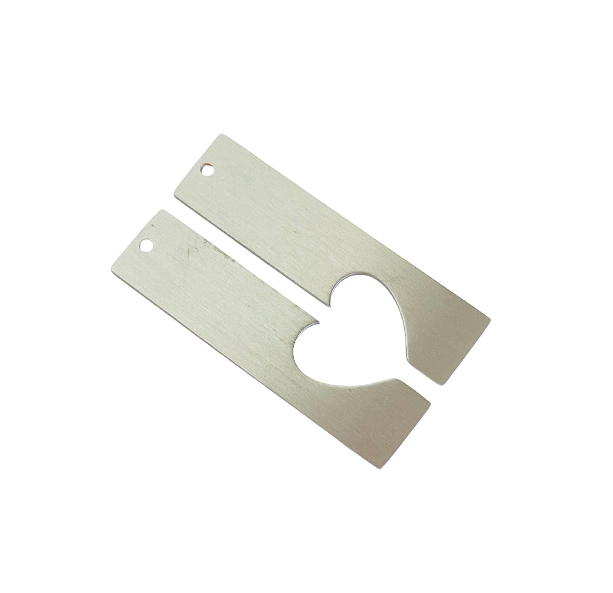 Matte Stainless Steel Long Tag Blank with Half Heart Cutout • 6mm x 38mm