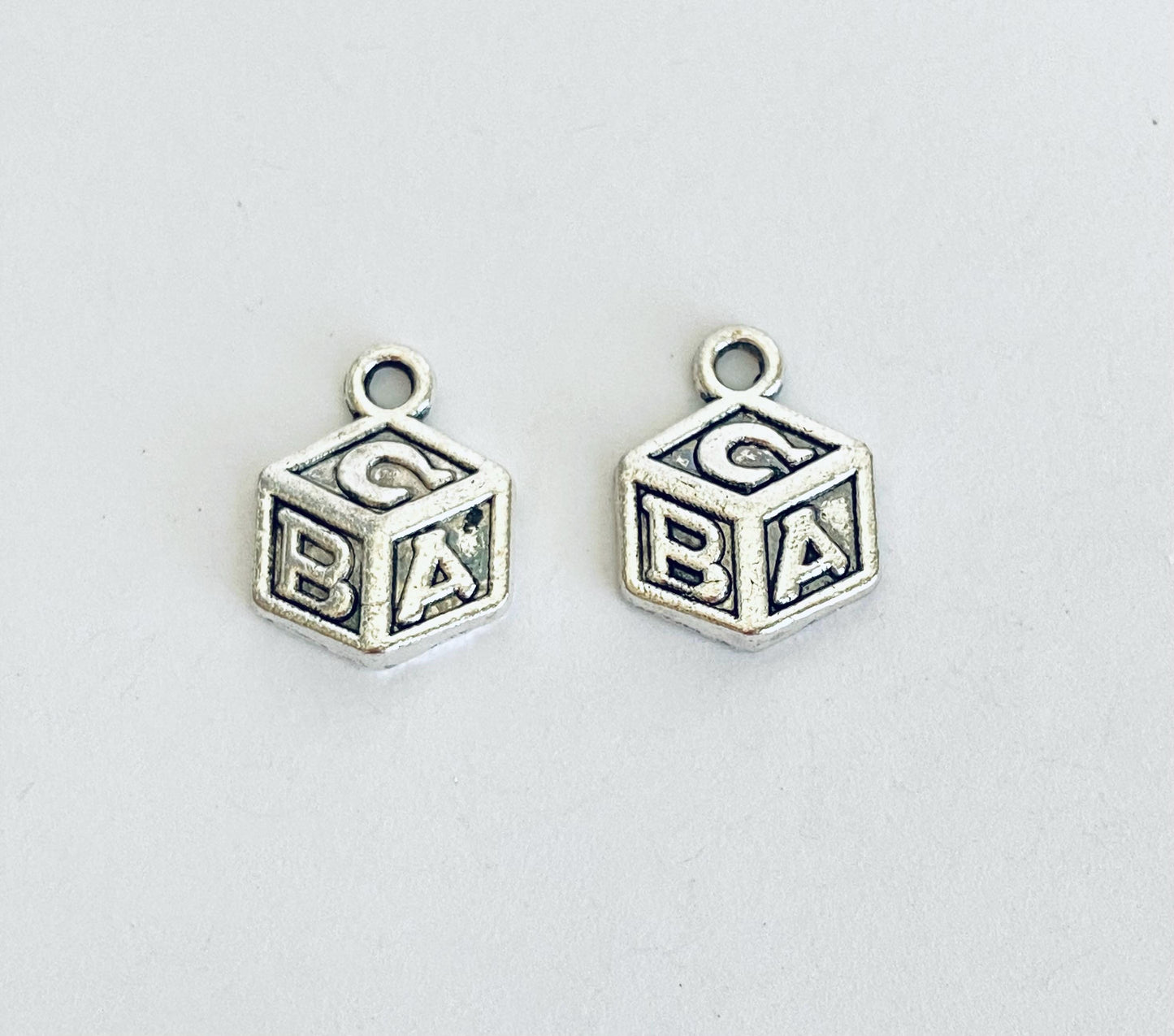 Base Metal Baby Alphabet Baby Block Charm