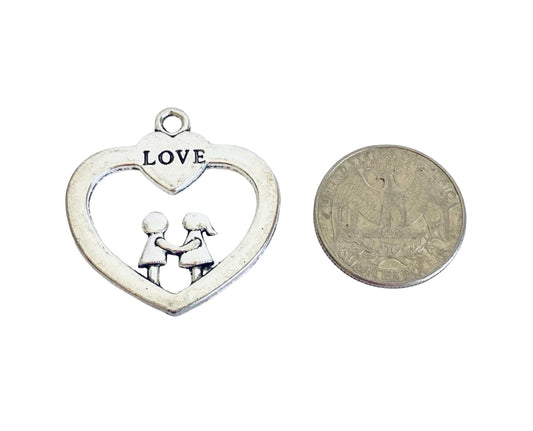 Base Metal Large Love Heart Charm