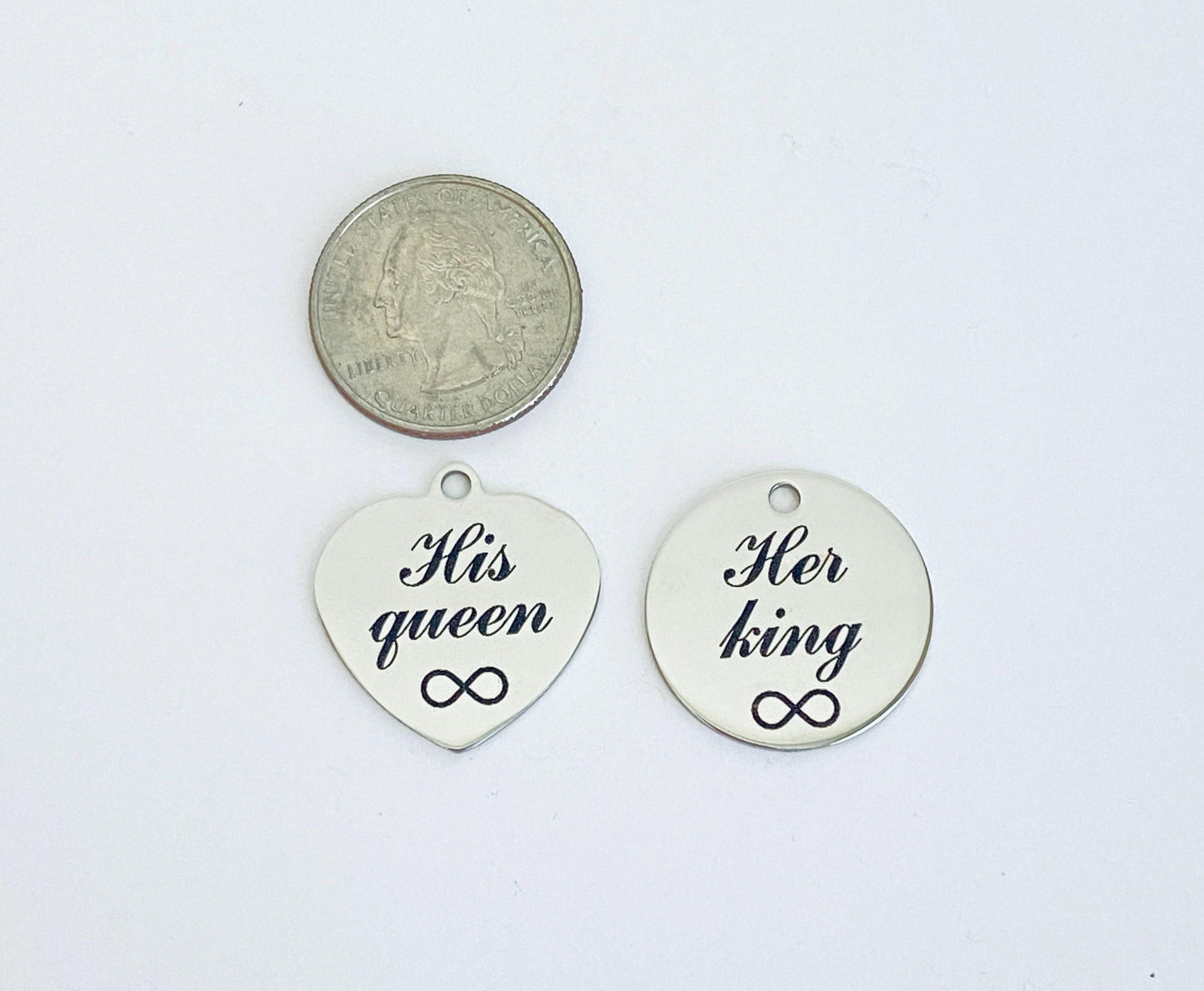 Stainless Steel His Queen & Her King Charm Set