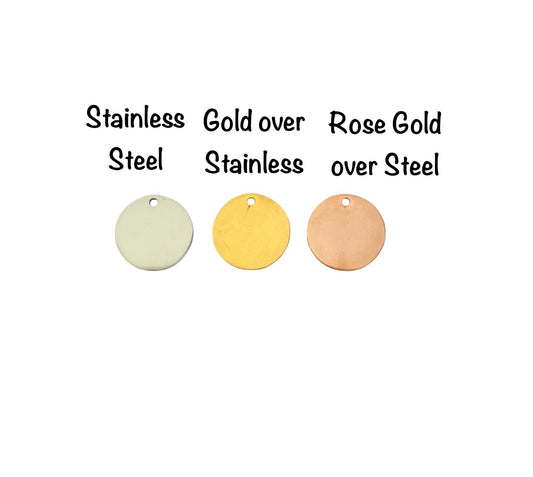 13mm Shiny Round Blanks • Stainless Steel • Gold over Stainless • Rose Gold over Stainless