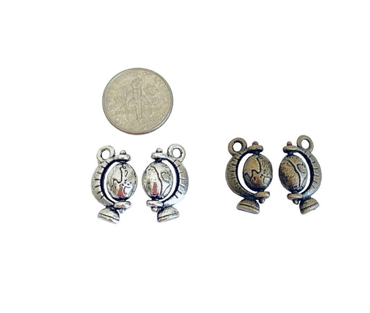 Base Metal World Globe Charm