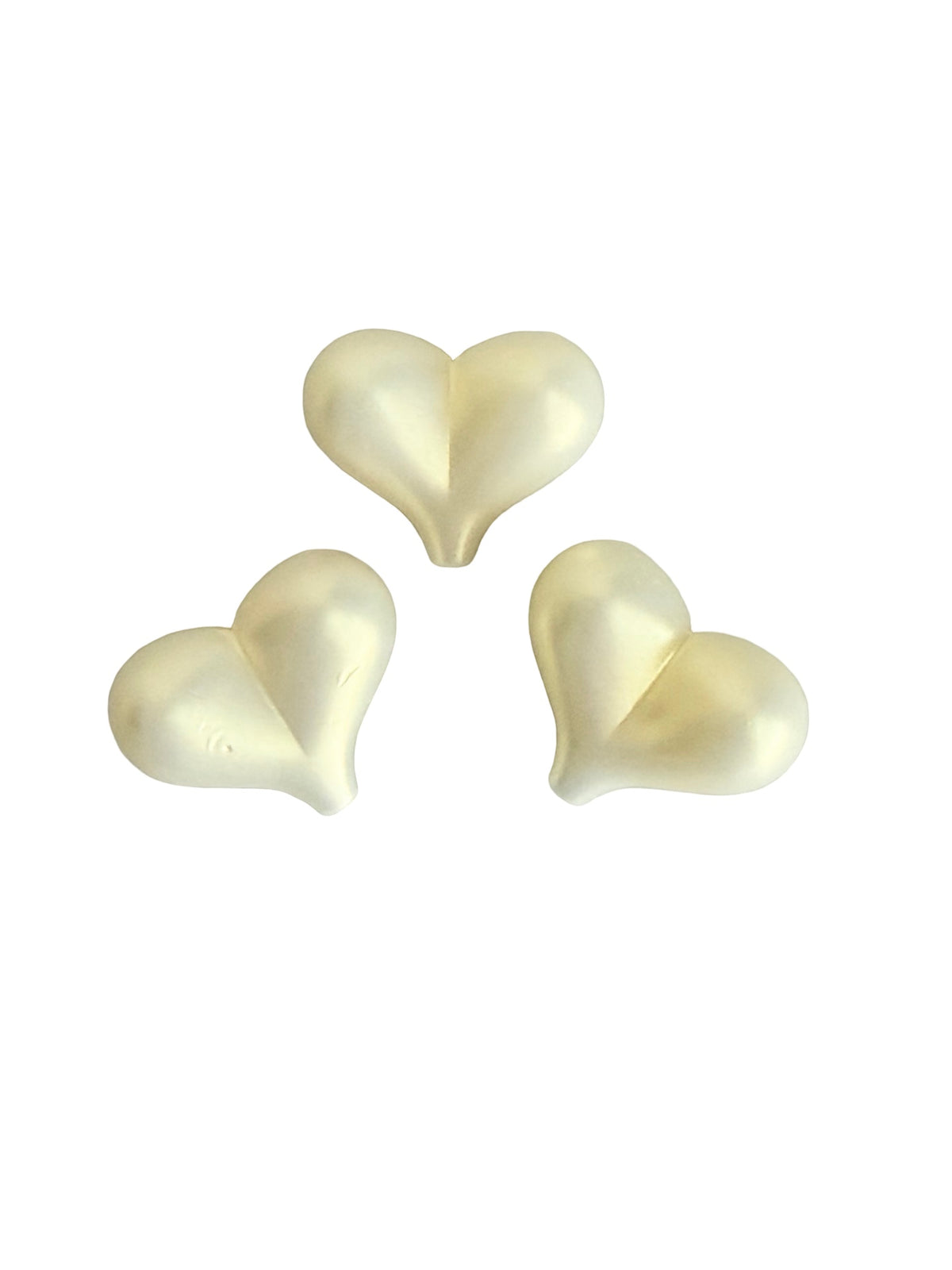 Faux Pearl Large Puffy Heart Beads • Off White or Light Gold Sheen • Heart Beads for Jewelry Making