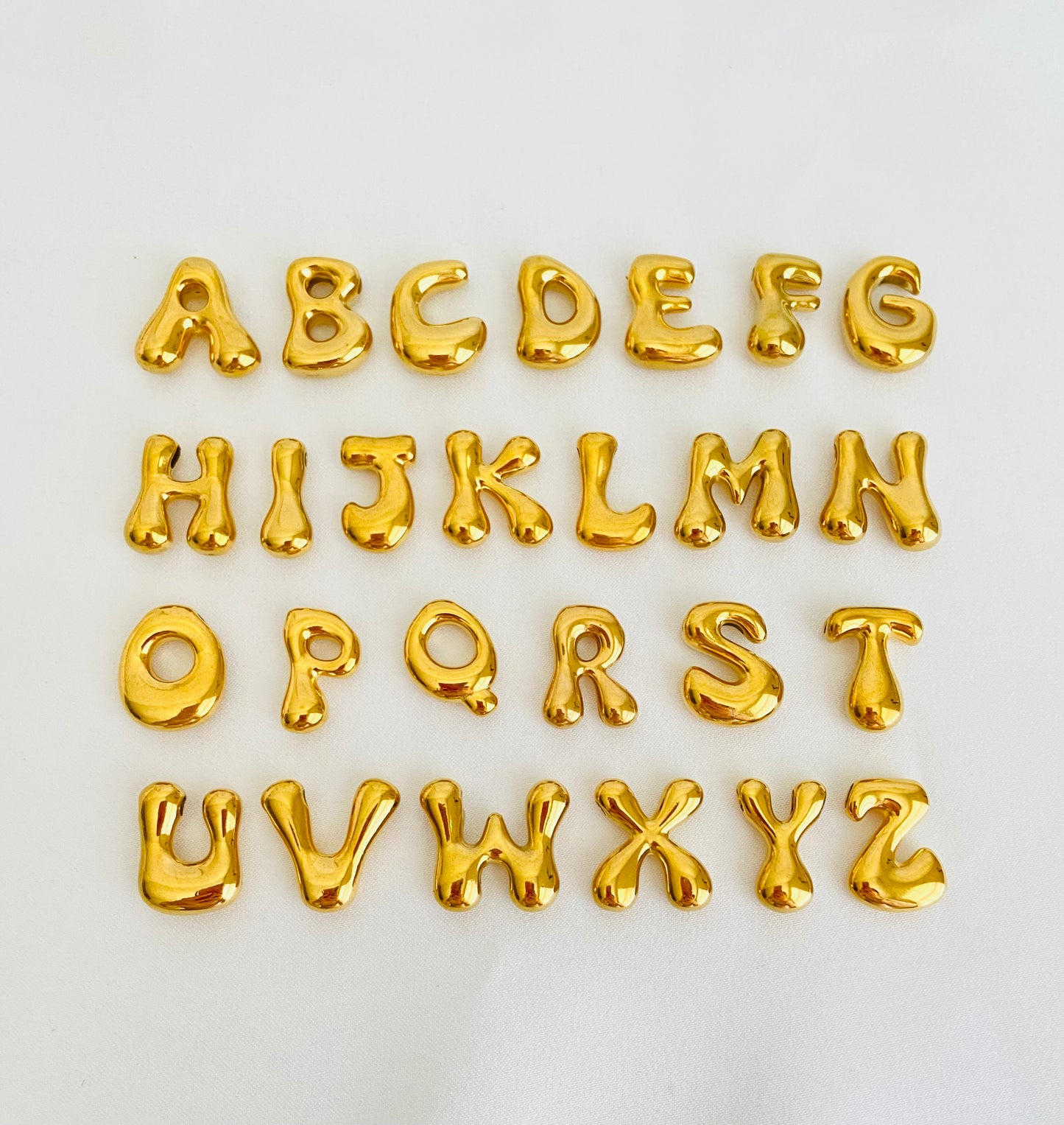Large Stainless Steel Bubble Letter Charm (A-Z)