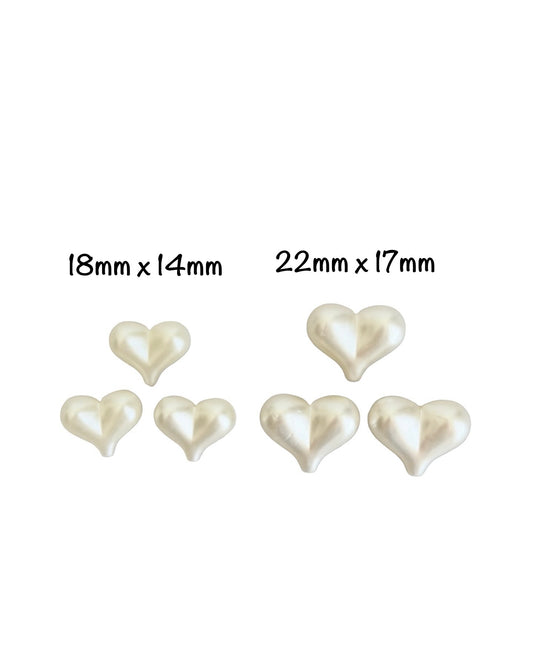 Faux Pearl Puffy Heart Beads • Acrylic Heart Beads for Jewelry Making • 2 Sizes