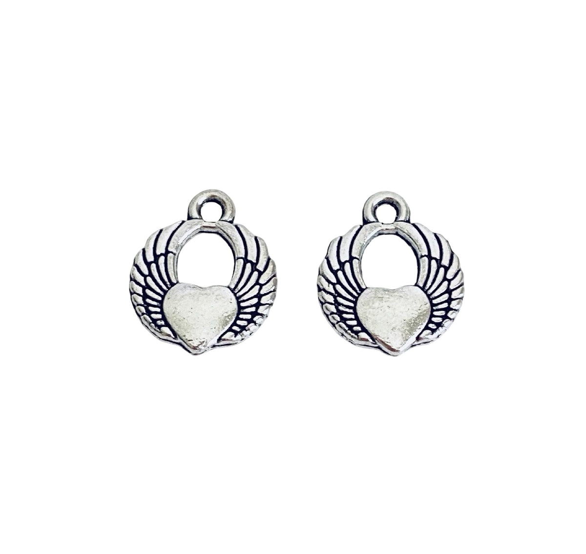 Base Metal Angel Wings with Heart Charm