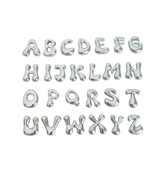 Large Stainless Steel Bubble Alphabet Letter Charm • Stainless Steel or Gold Over Stainless Steel Initial Charm for Jewelry Making