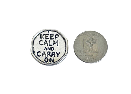 Base Metal Keep Calm and Carry On Charm