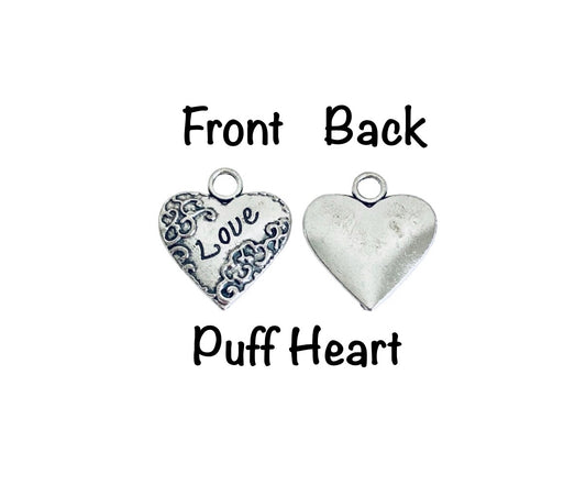 Base Metal Love Charms (Puff Heart • Sideway Heart)