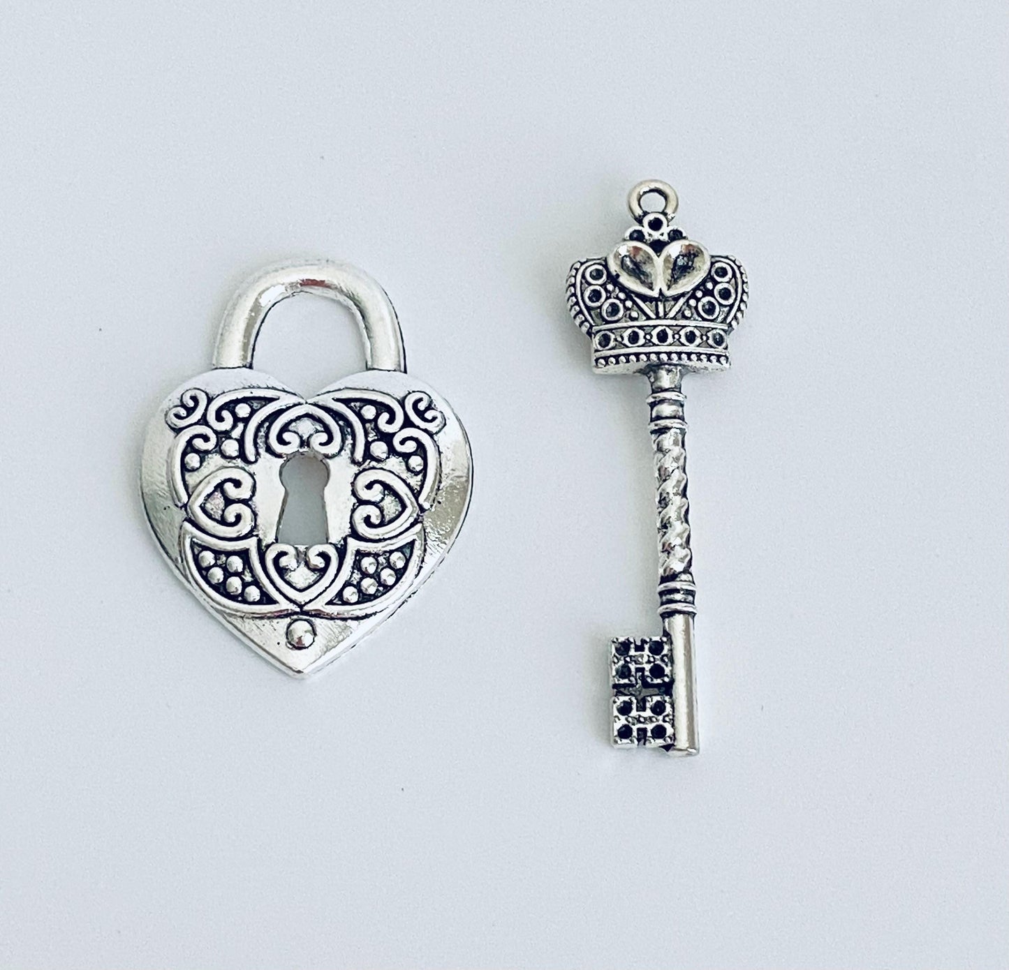 LARGE Heart Lock or Key Charm