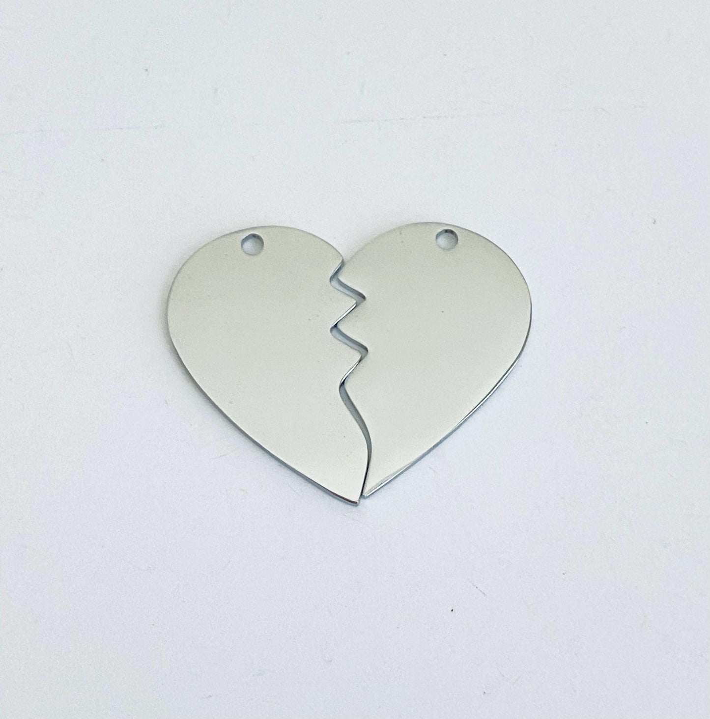 Engravable Stainless Steel Broken Heart Blank (32mm x 26mm)