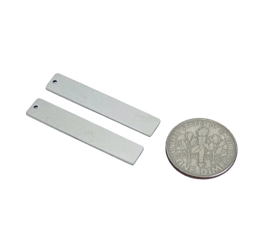 Shiny Stainless Steel Vertical Bar Blank • 6mm x 32mm