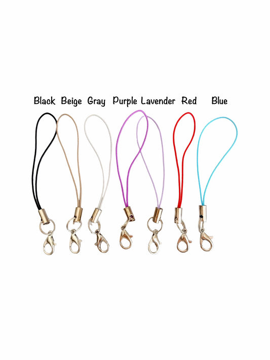Small Cell Phone Charm Strap with Split Ring & Lobster Clasp • Phone Charm Holder