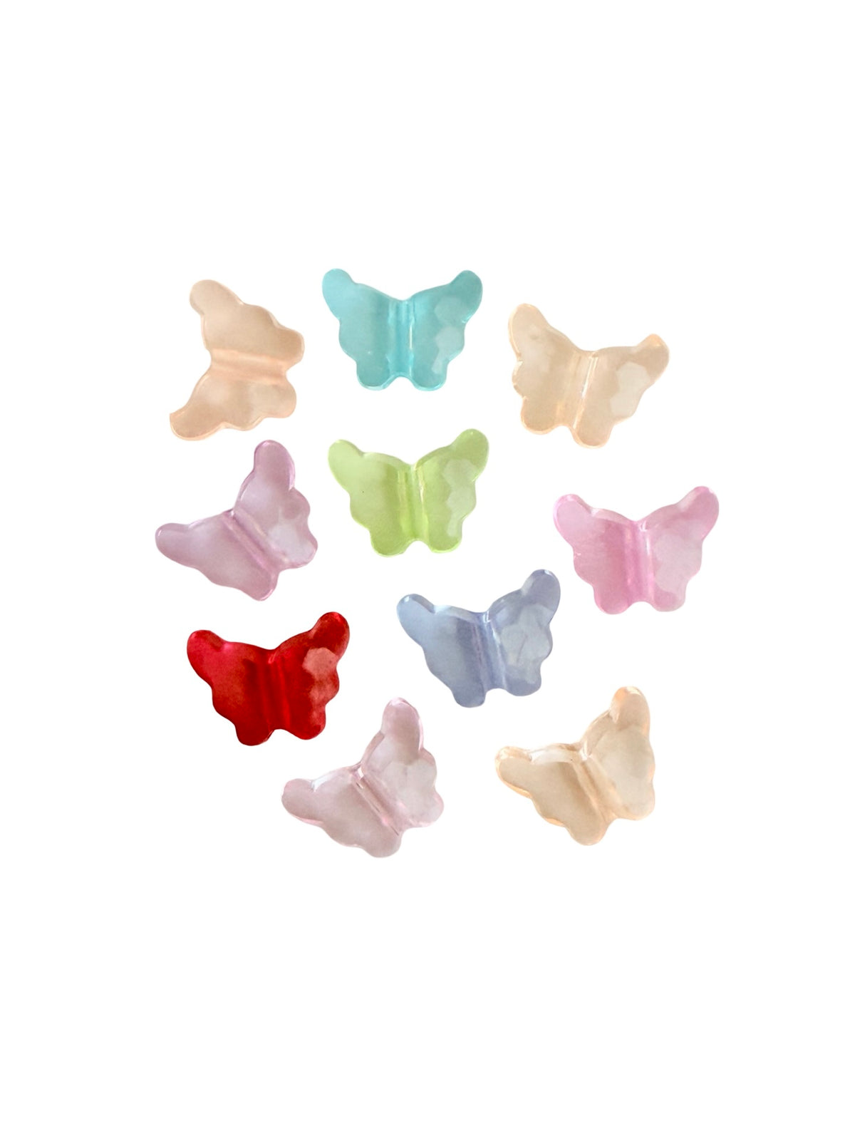 Small Acrylic Faceted Butterfly Beads • Random Mix of Transparent Colors • Butterfly Beads for Jewelry Making